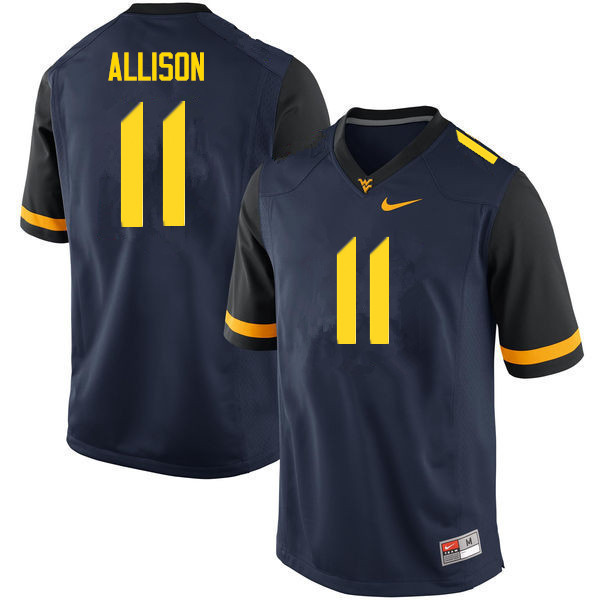 Men #11 Jack Allison West Virginia Mountaineers College Football Jerseys Sale-Navy